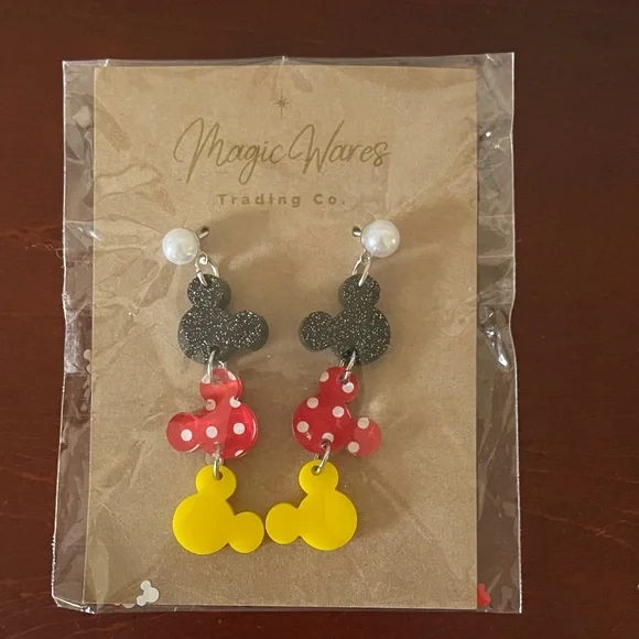 Mickey Mouse Earrings - Handmade by Magic Wares NWT - Picture 1 of 2